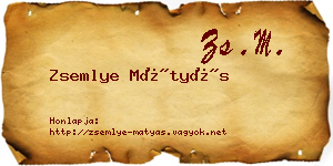 Zsemlye Mátyás névjegykártya